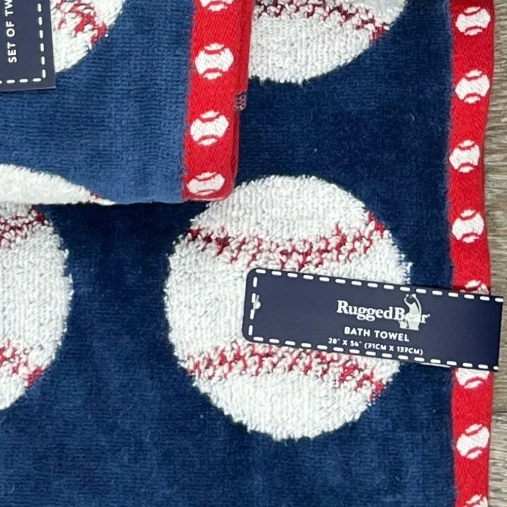 Rugged Bear - ‘Baseball’ bath towel set. NWT Firm! No offers please!